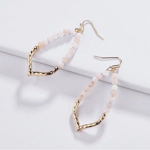 Dangle Gold Plated Earrings with Pale Pink Beads